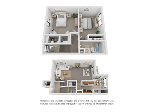 Floor plan for 2 beds, 1.5 baths, 1170 sqft